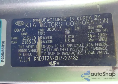 2011 Kia Soul + из США, поврежденный, VIN KNDJT2A2XB7222482